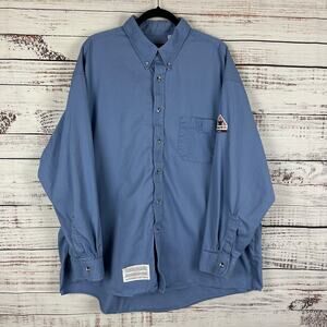 Mens Bulwark FR Protective CAT 1 Flame Resistant Button Up Cotton Shirt Sz XXL